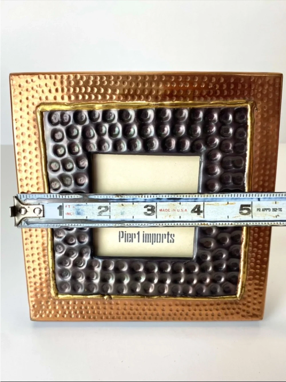 Decorative PIER 1 Hammered Copper, Bronze & Gold 3X3 Square Picture Frame